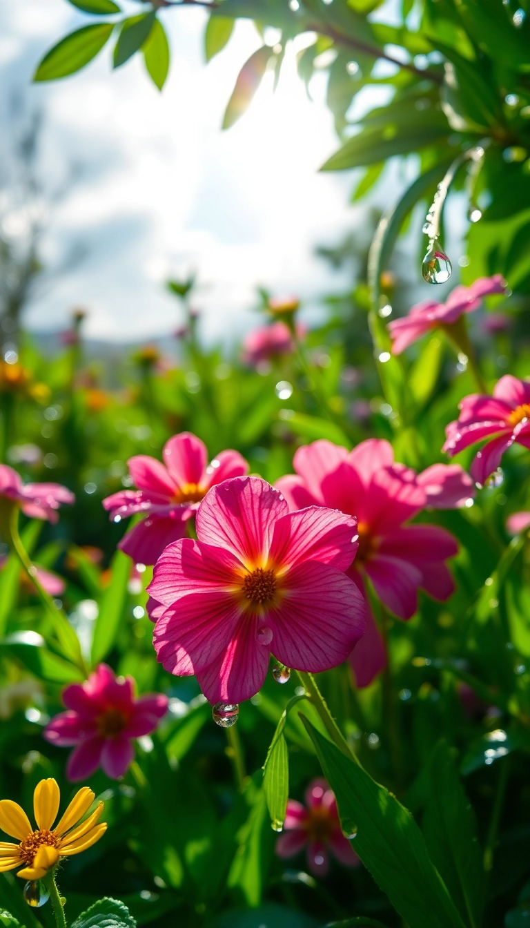 HD iPhone Spring Rain Garden Sophisticated Background